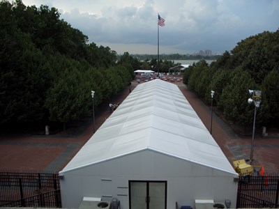 Screening tent at Statue of Liberty